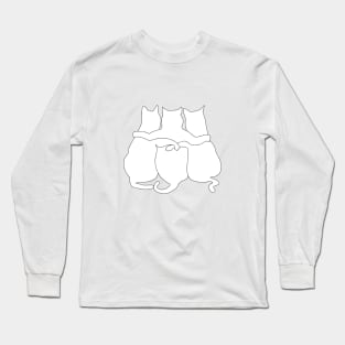 3 Cats Together Line Art Long Sleeve T-Shirt